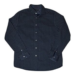 Ted Baker London Men’s Navy Diamond Polka Dot Button-Up Shirt Size 5/Large